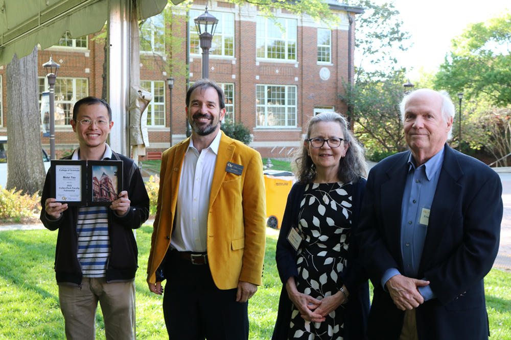 Cullen-Peck Fellowship Awardee Molei Tao with Matt Baker, Frank Cullen and Libby Peck.