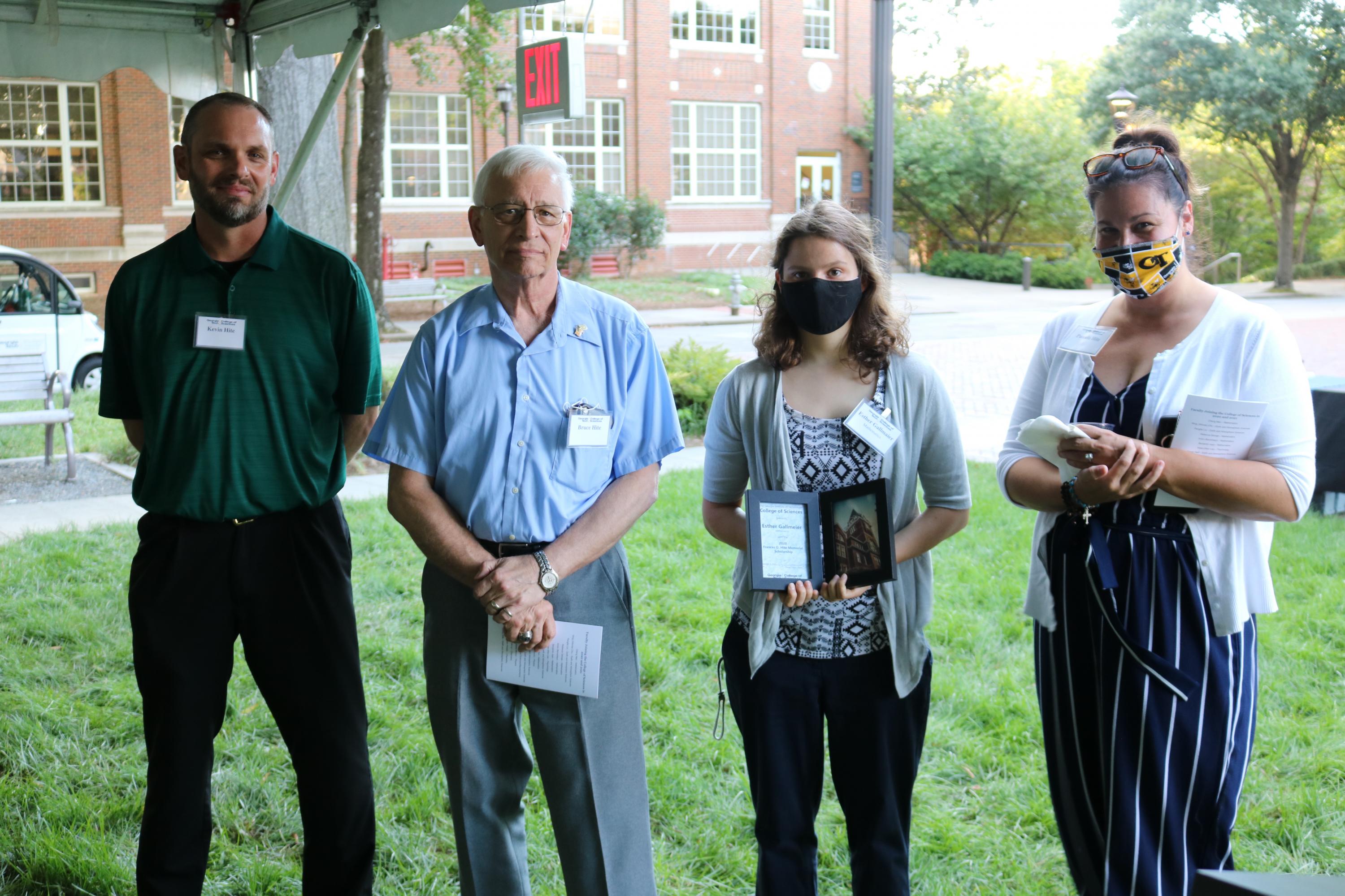 School of Mathematics student Esther Gallmeier (2nd from right), Frances O. Hite Memorial Scholarship winner, with members of the Hite family (Photo Renay San Miguel)