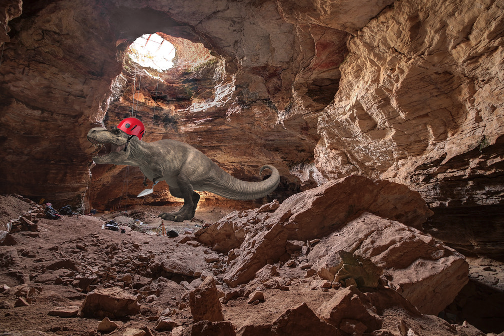 ​Note: No T. rex have actually helped with the excavations of Natural Trap Cave as their arms would be much too small.