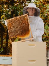 Deb DeWitt serves as Georgia Tech’s 2025 Beekeeper in Residence with the Urban Honey Bee Project.